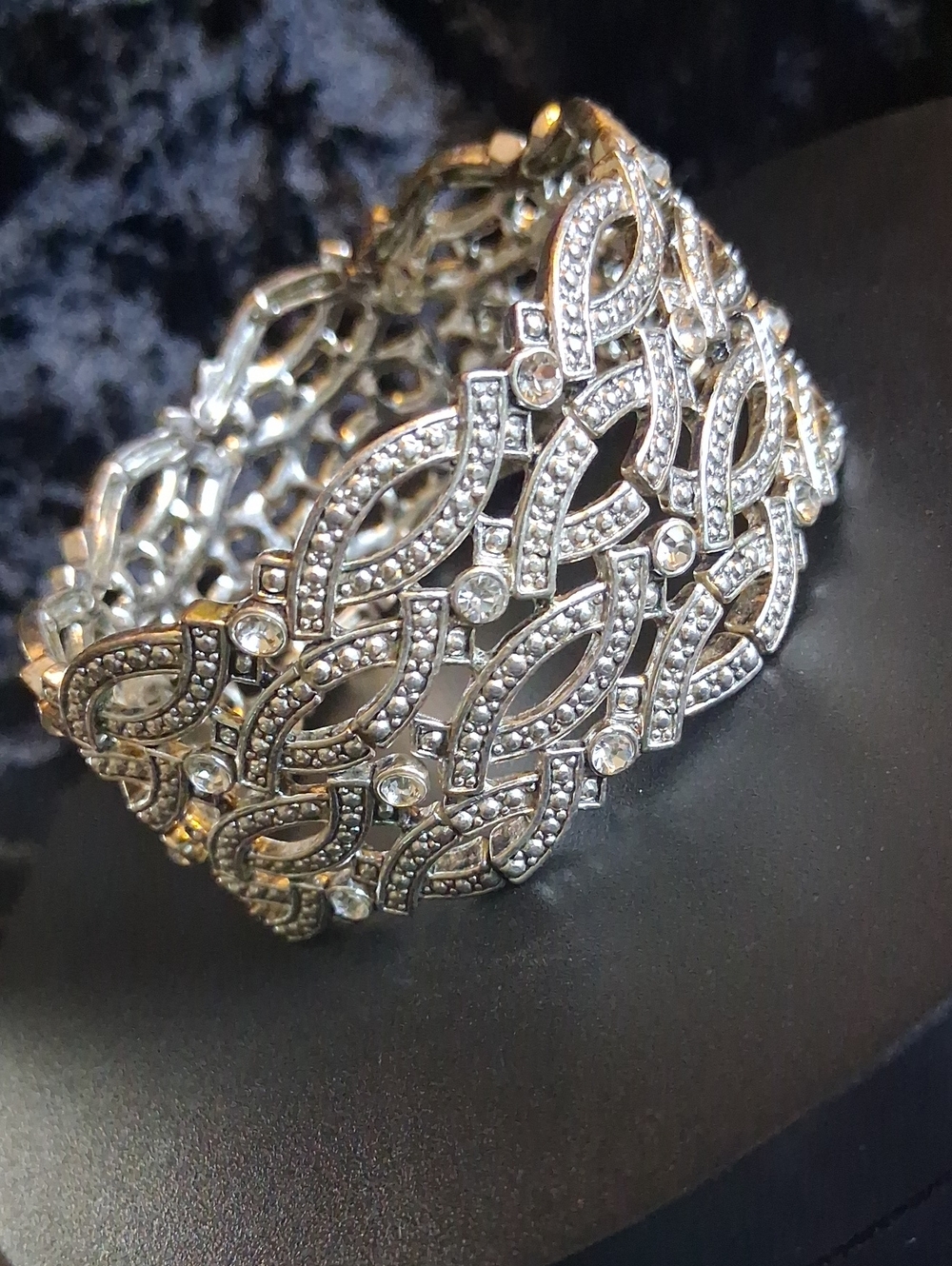 Premier Designs Silver Crystal Filigree Bracelet
